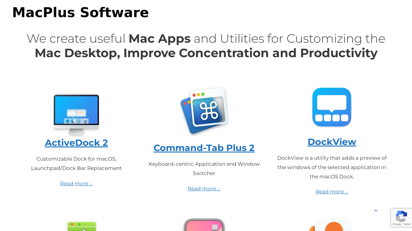 MacPlus Software Landing page