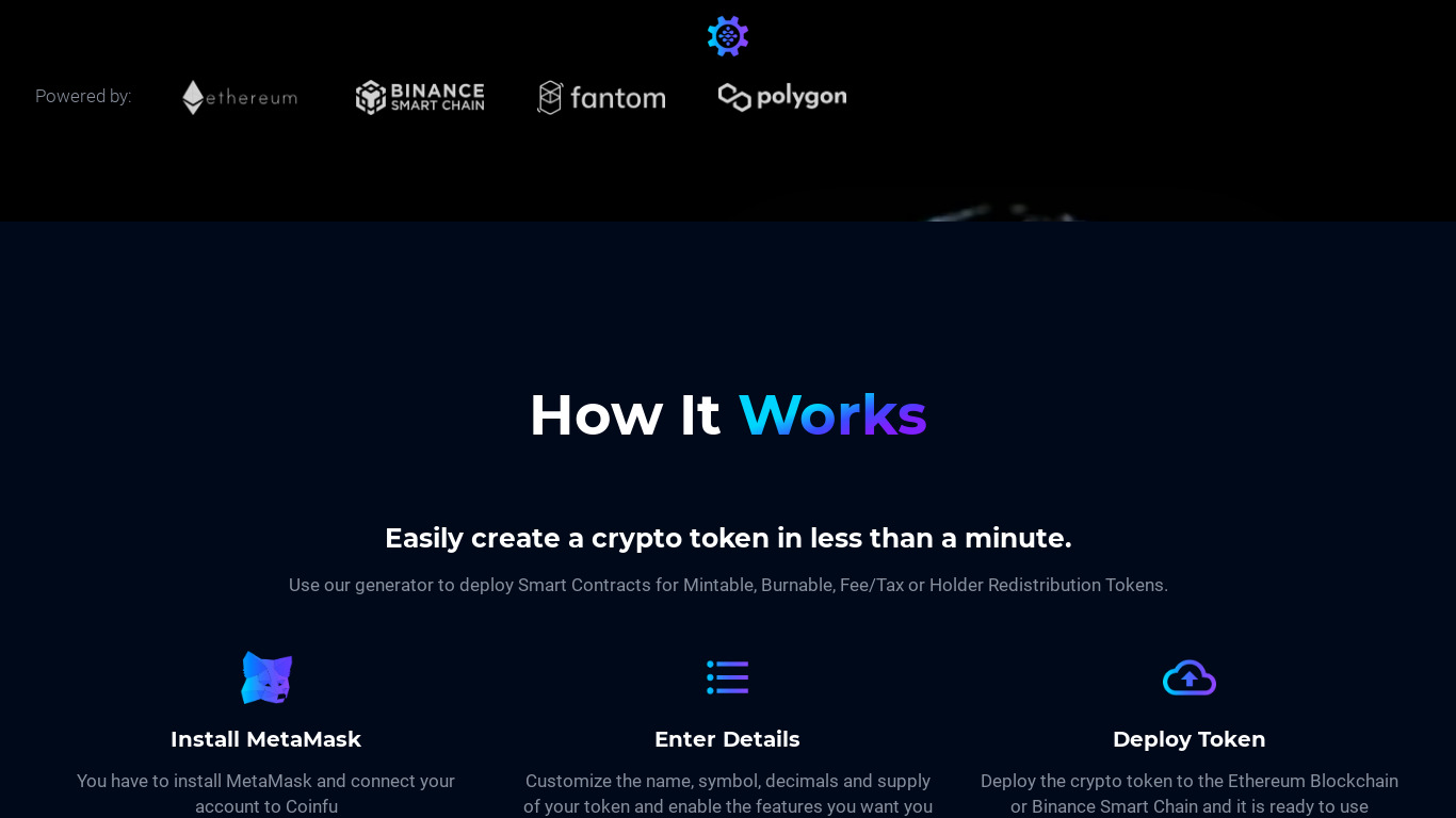 Coinfu App Landing page