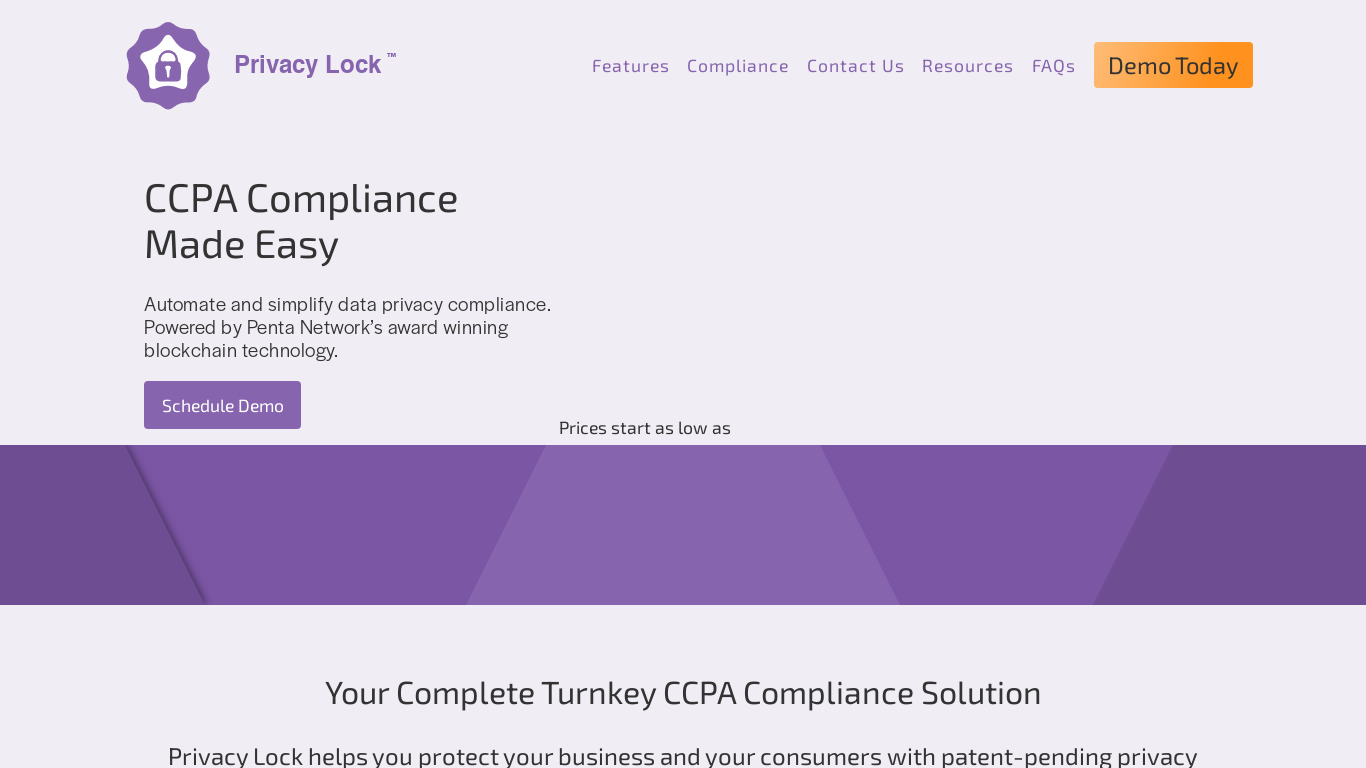 Penta Privacy Lock Landing page