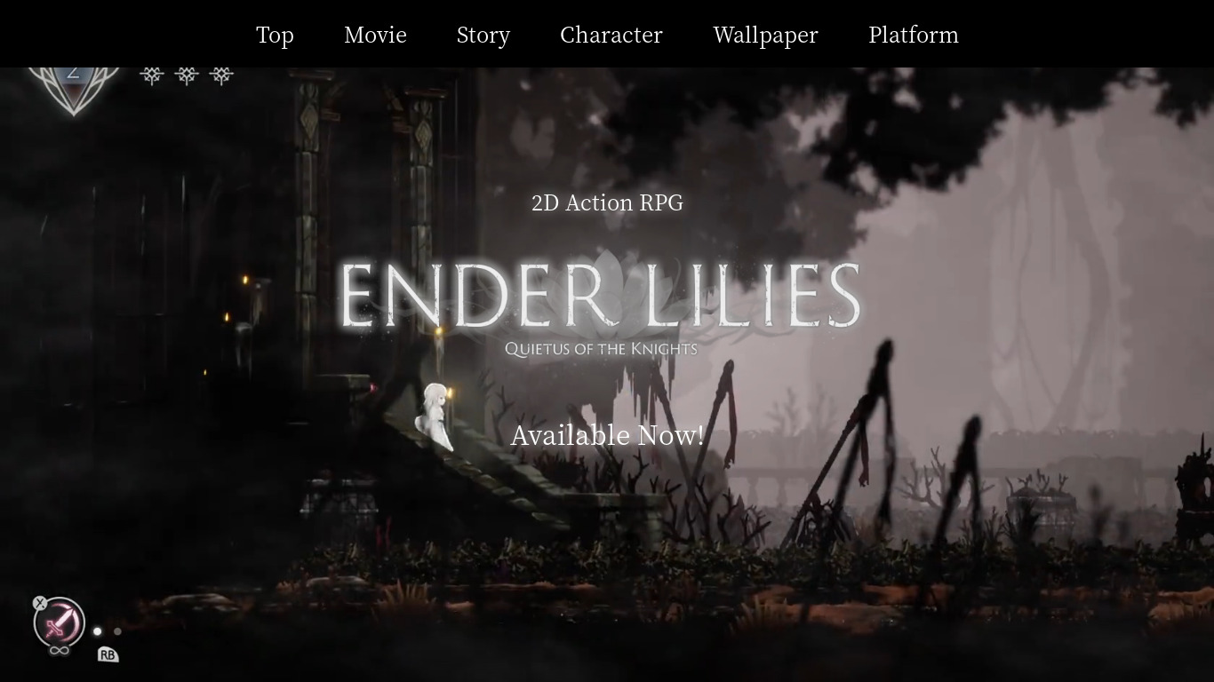 Ender Lilies Landing page