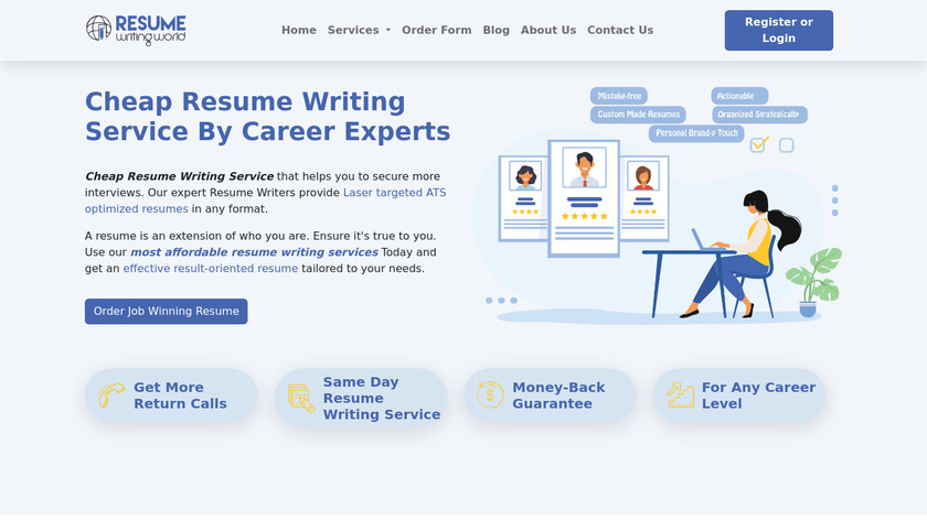 Resume Writing World Landing Page