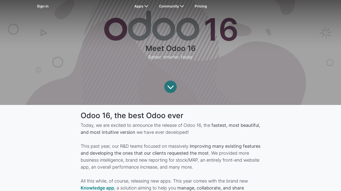 Odoo v16 Landing page