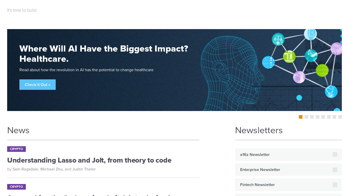 A16Z Landing page