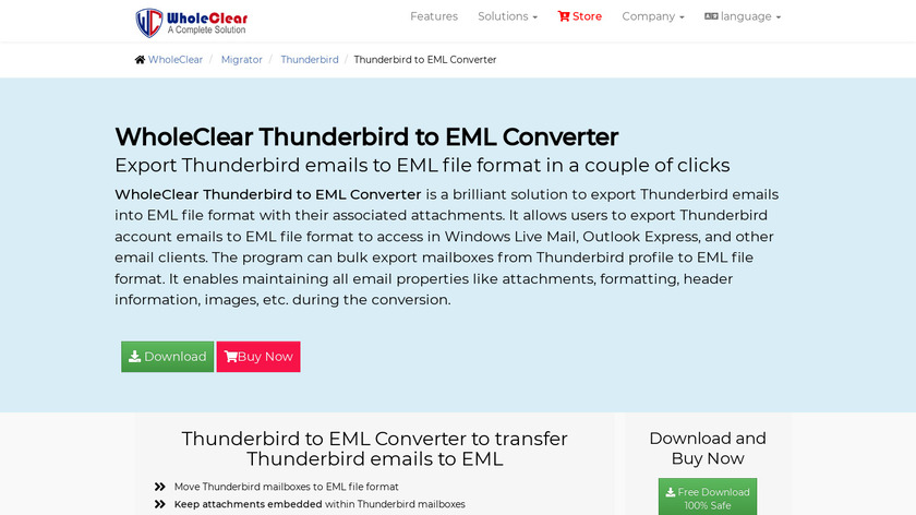 WholeClear Thunderbird to EML Converter Landing Page