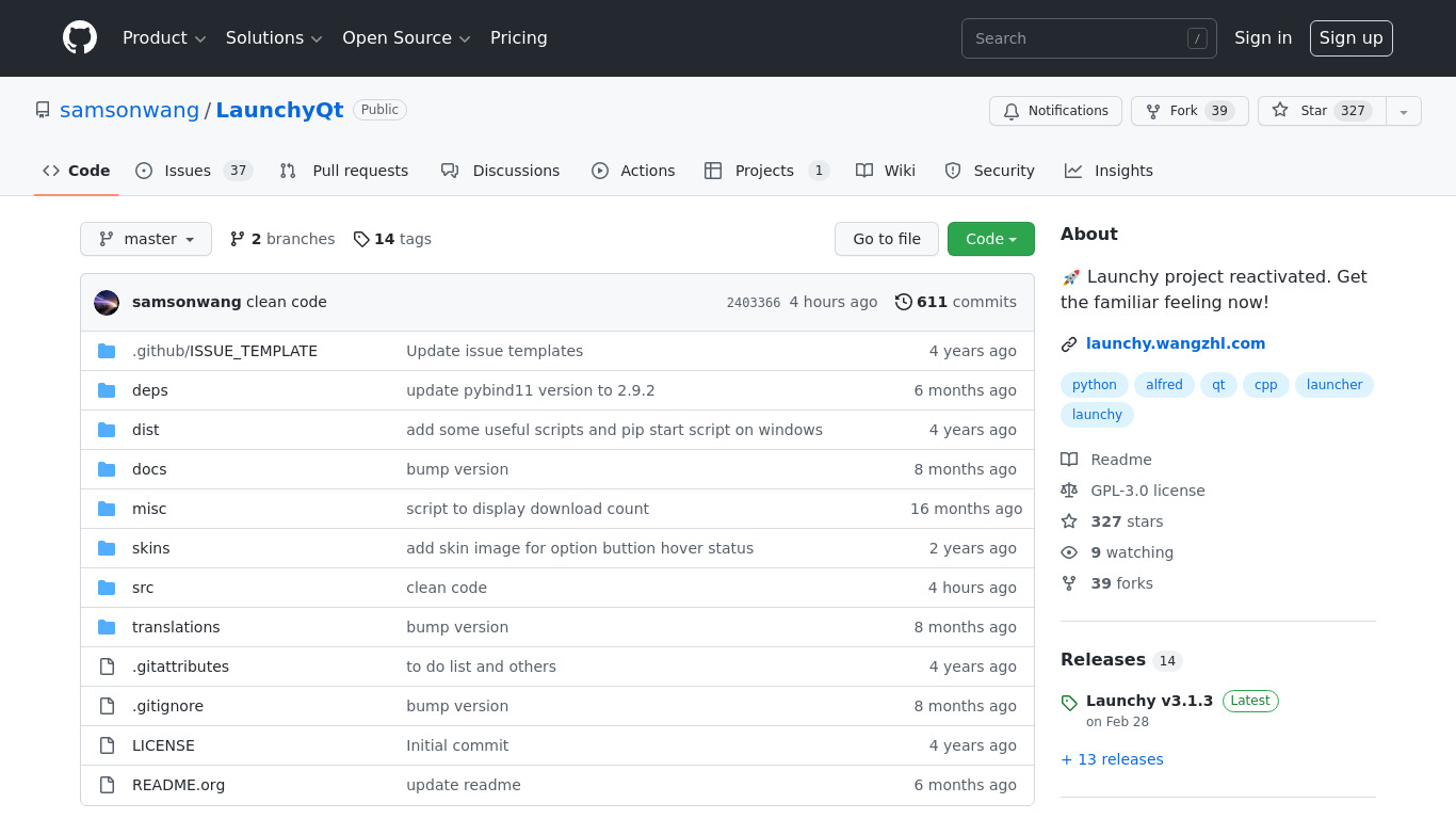 LaunchyQt Landing page