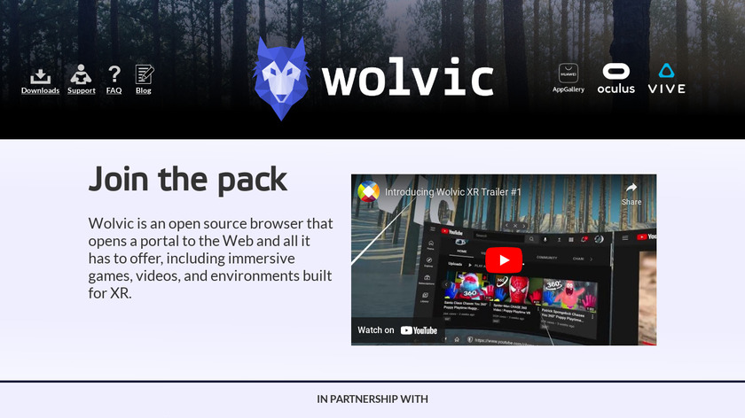 Wolvic VR Browser Landing Page