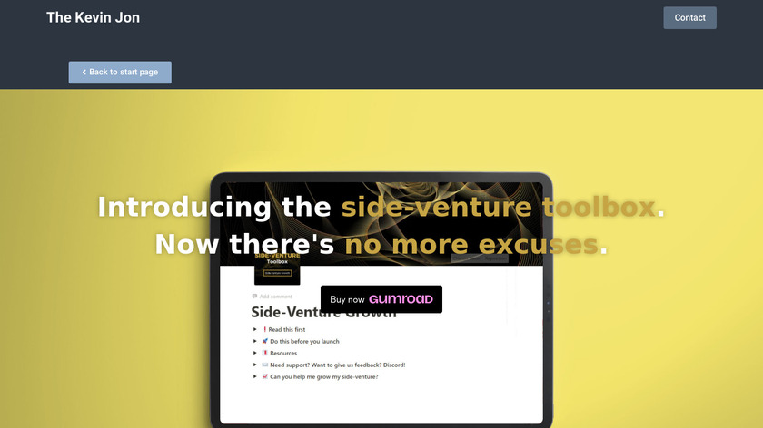 Side-Venture Toolbox Landing Page