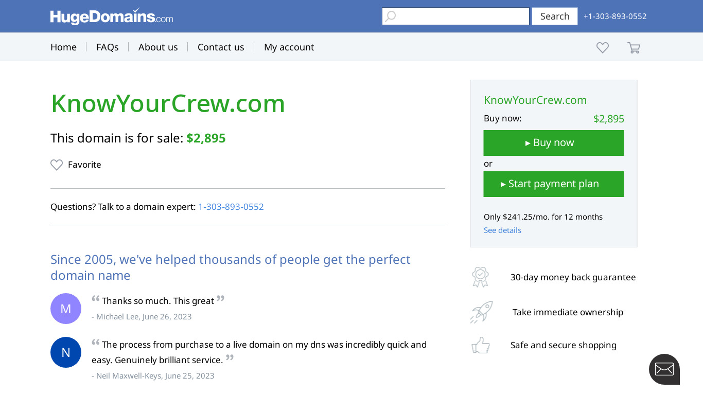 Know Your Crew Landing page