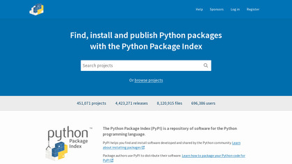 Python Package Index screenshot