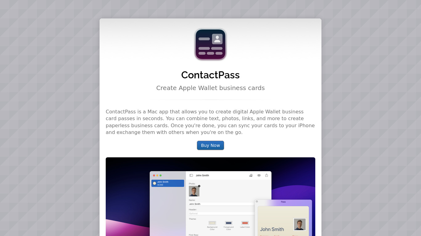 ContactPass Landing page