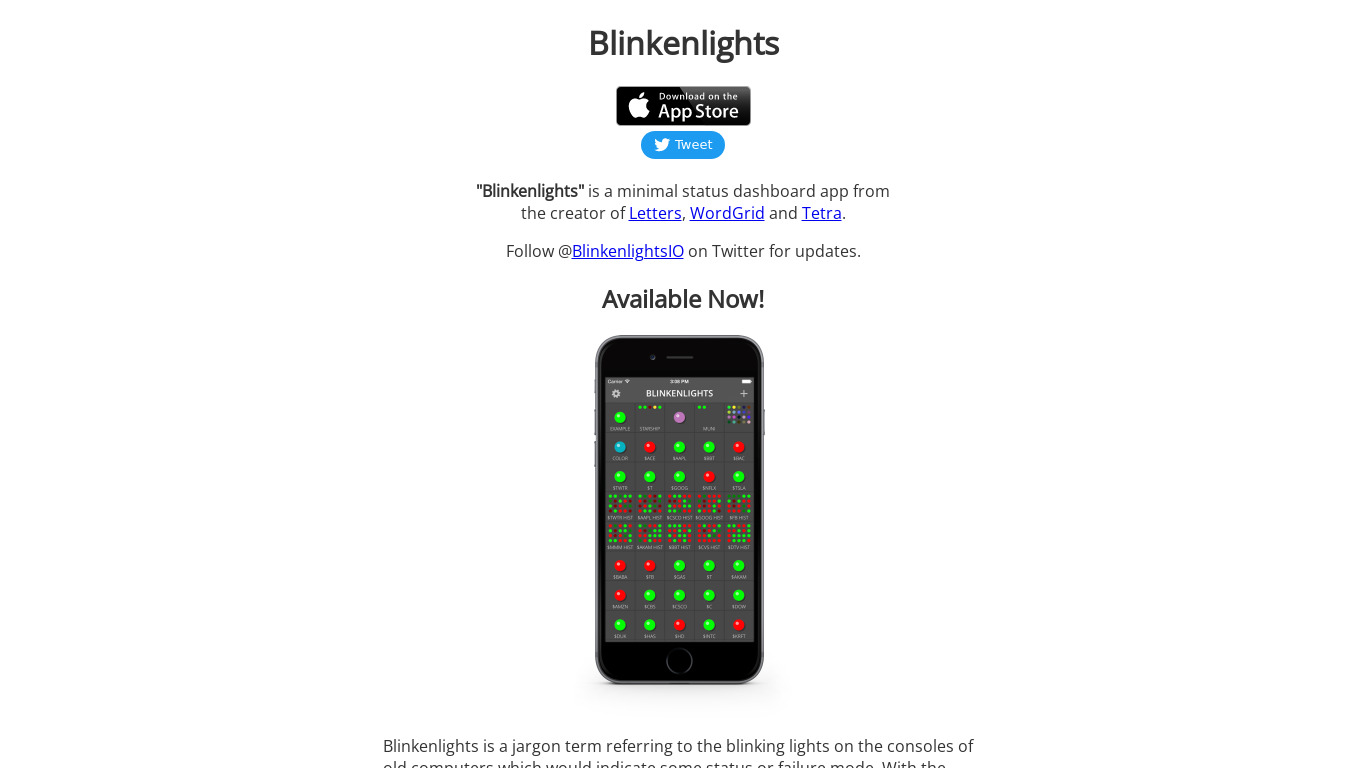 Blinkenlights Landing page