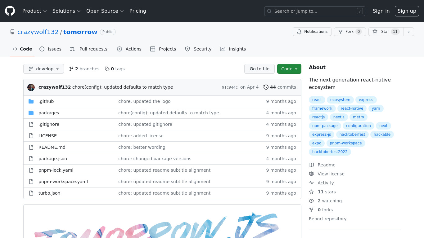 Tomorrow.JS Landing page