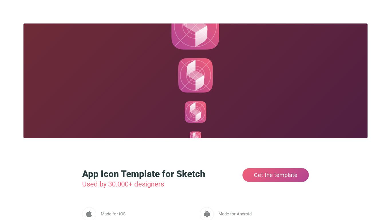 App Icon Template for Sketch Landing page