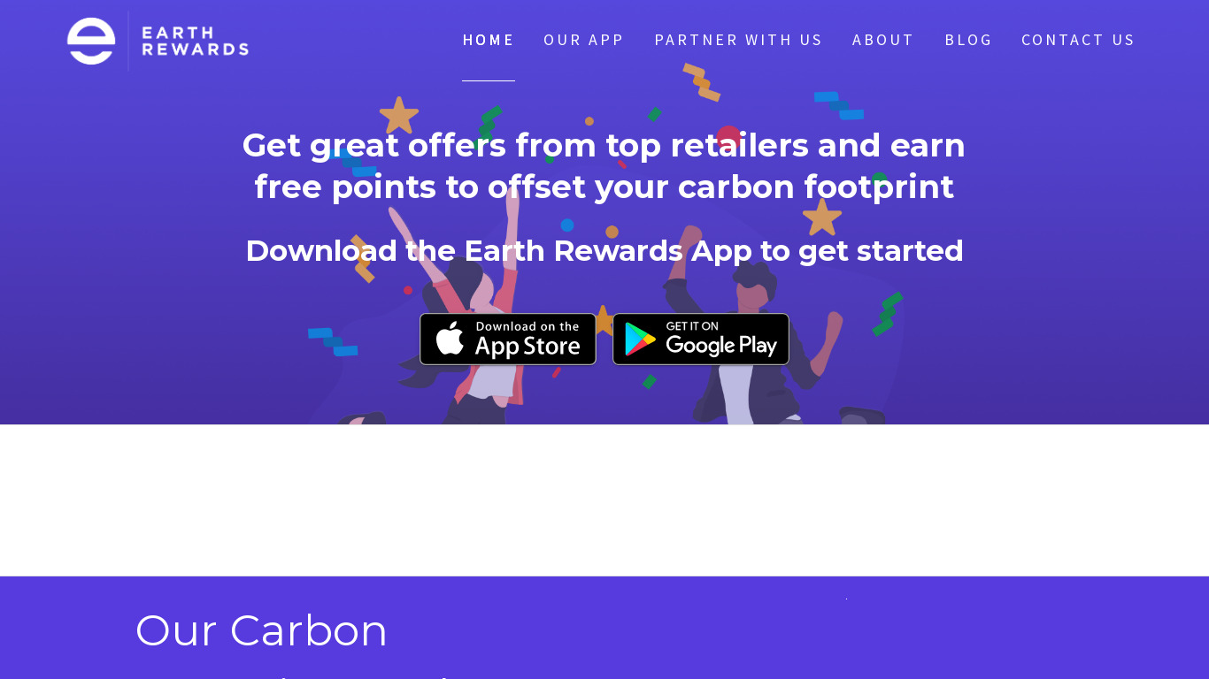 Earth Rewards Landing page