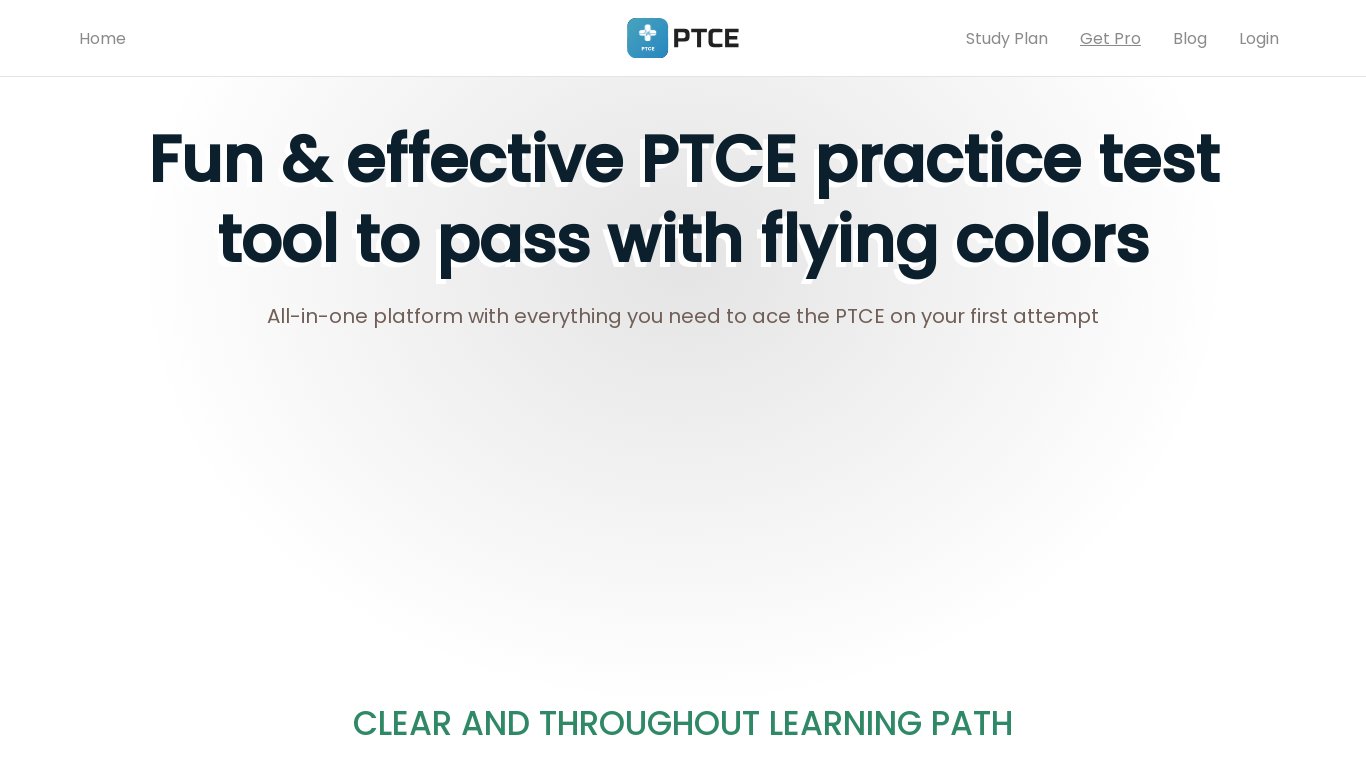 PTCE Prep Landing page