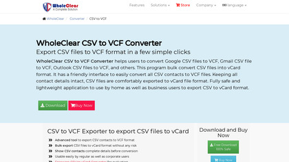 WholeClear CSV to VCF Converter image