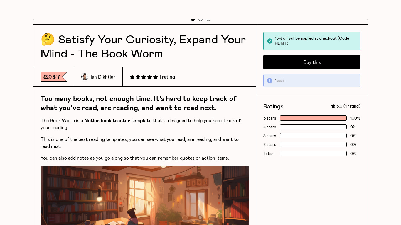 The Book Worm Landing page