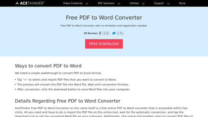 Acethinker Free PDF to Word image