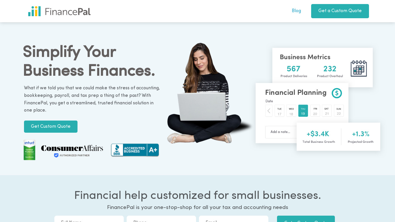 FinancePal Landing page