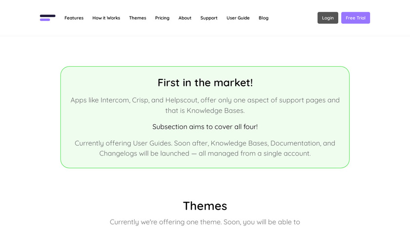 Subsection.io Landing Page