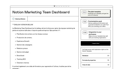 Notion Marketing Team Dashboard image