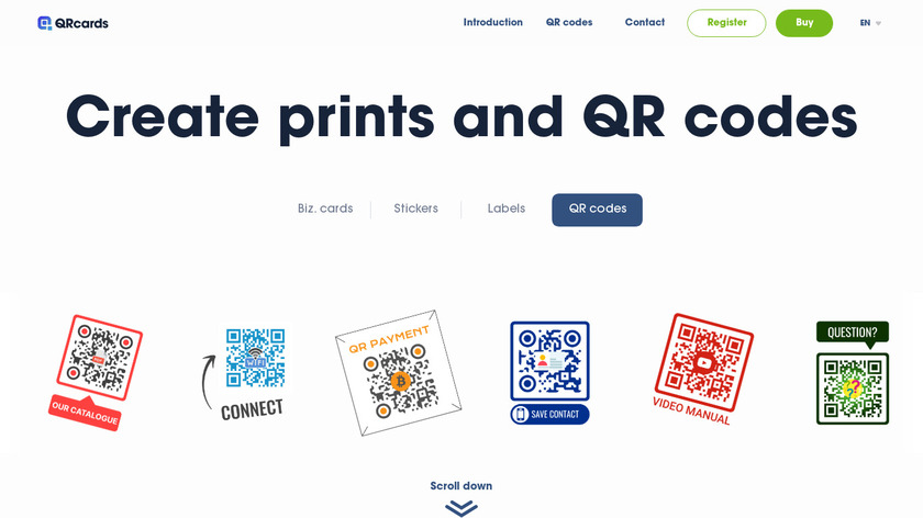 QRcards Landing Page