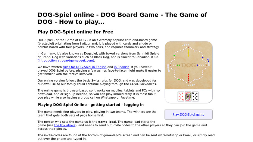 Game of Dog (Dogspiel) Landing Page