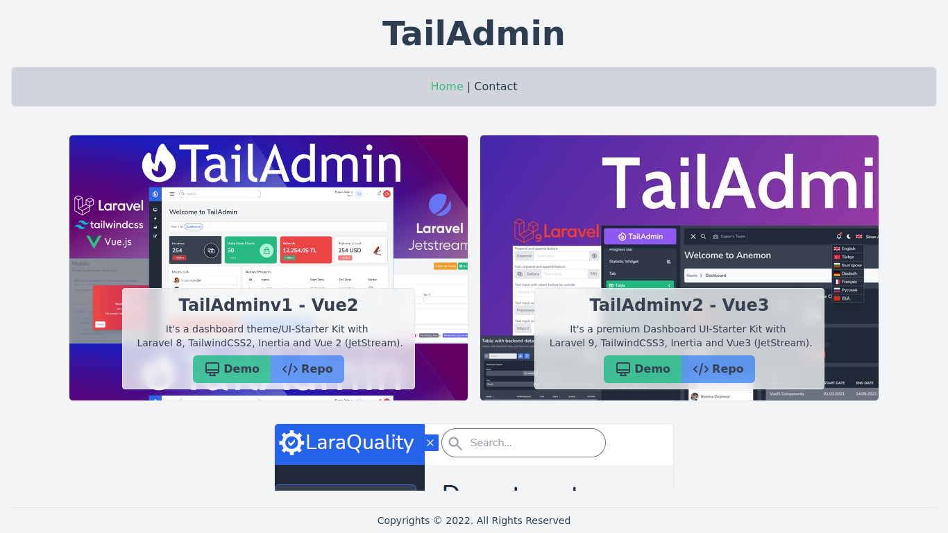 TailAdmin Landing page