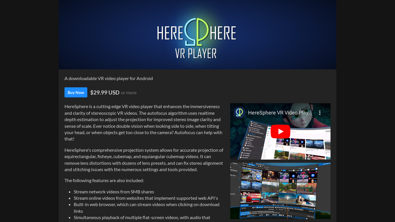 HereSphere Landing page
