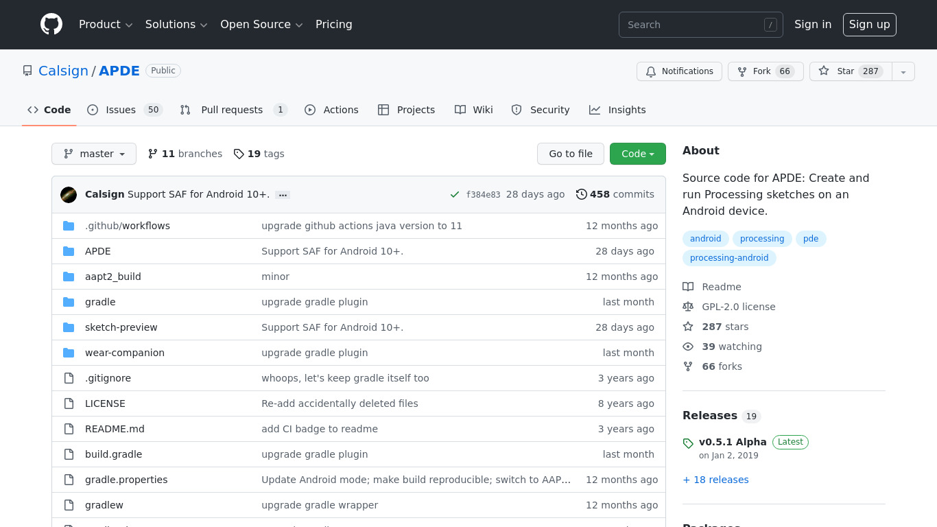 APDE - Android Processing IDE Landing page