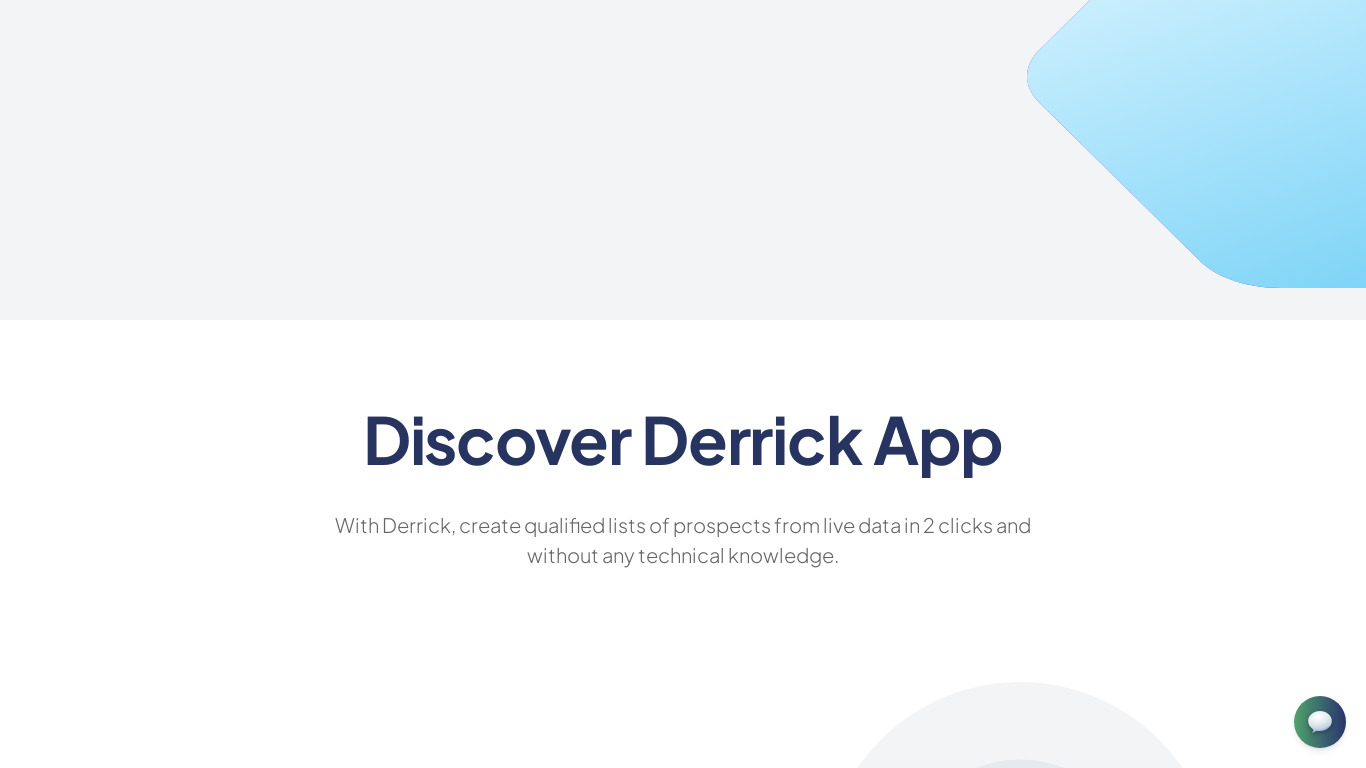 Derrick App Landing page