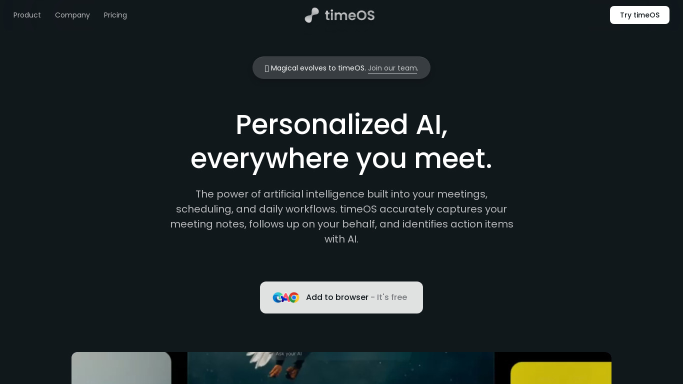 timeOS by Magical Landing page