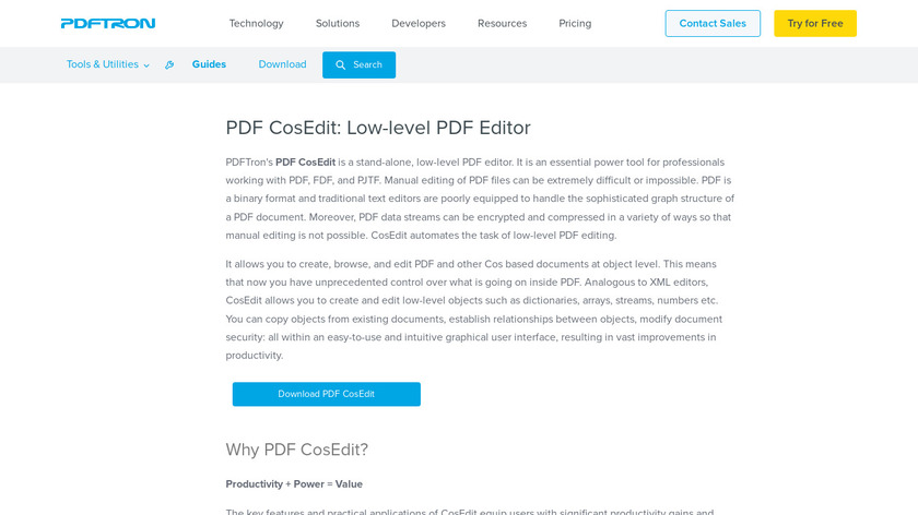 apryse.com PDFTron PDF CosEdit Landing Page