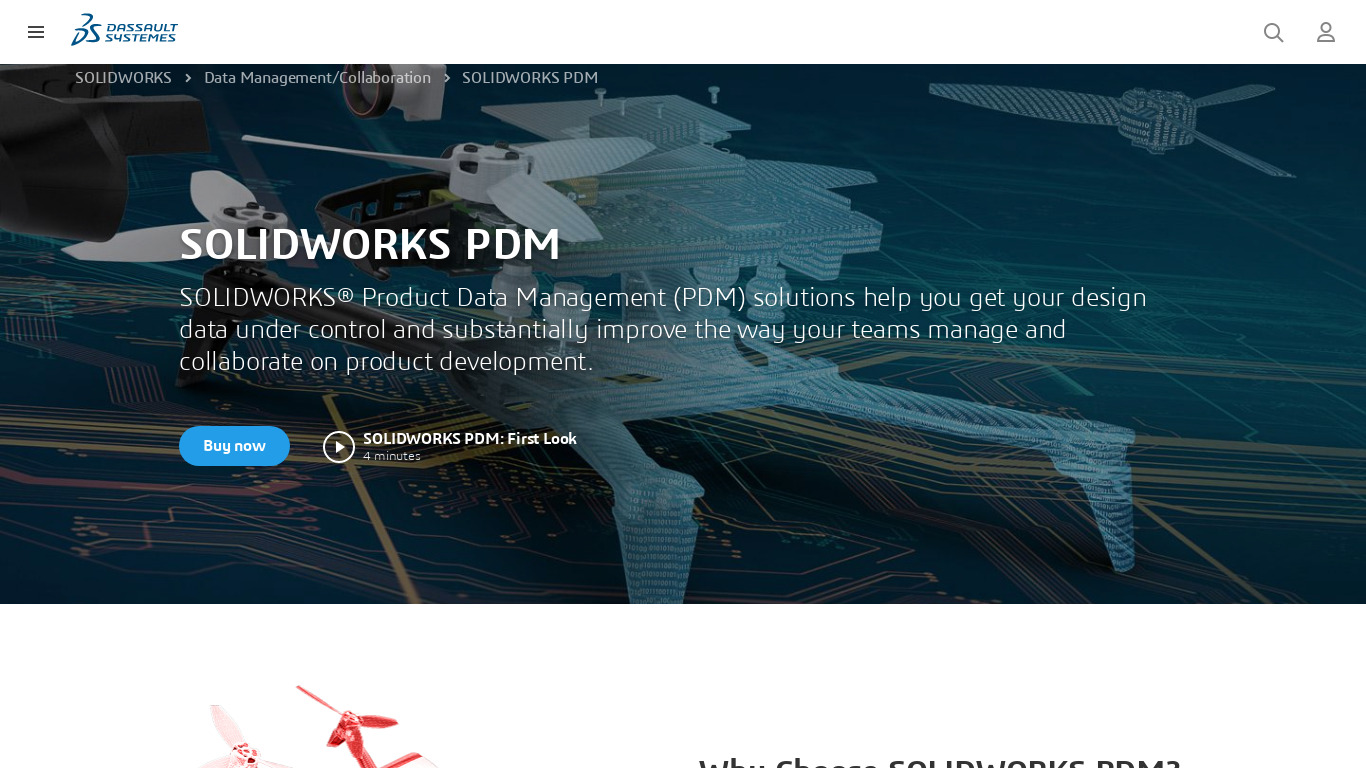 SolidWorks PDM Landing page