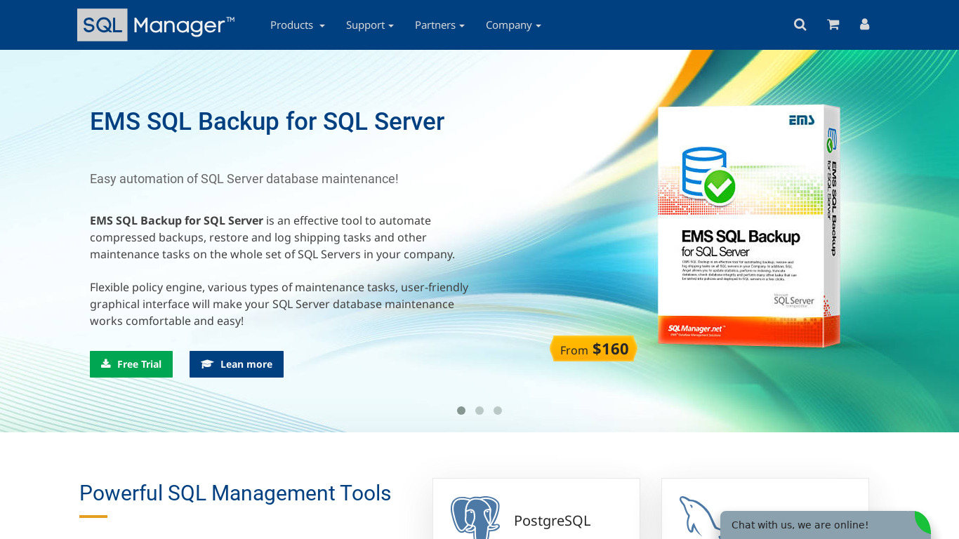 EMS SQL Manager Landing page