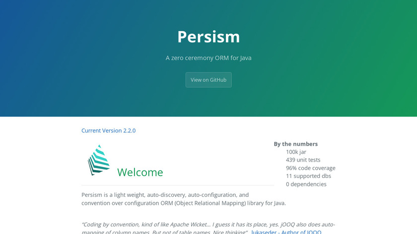Persism Landing Page