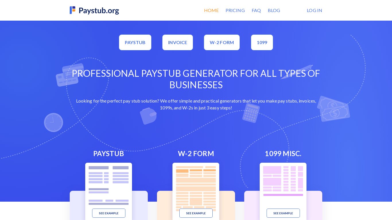 Paystub.org Landing page