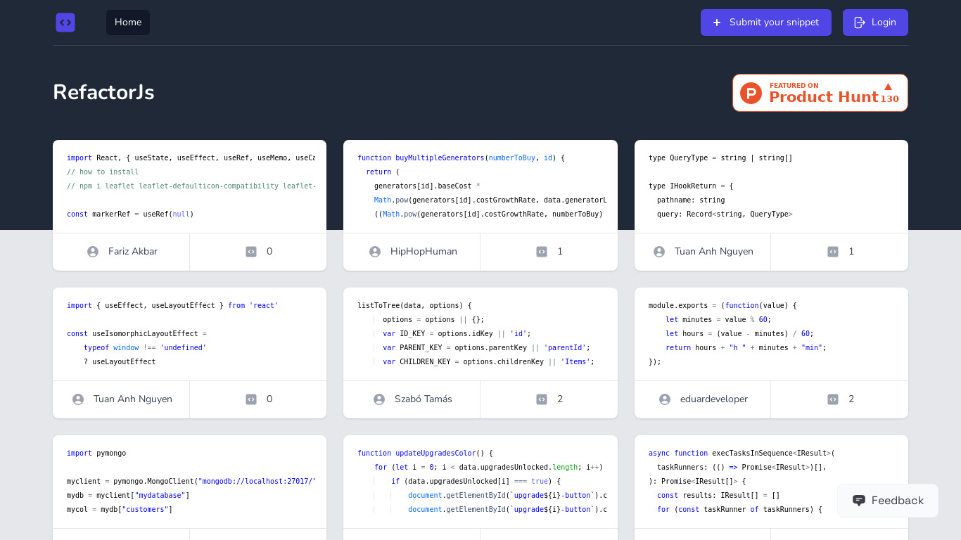 RefactorJs Landing page