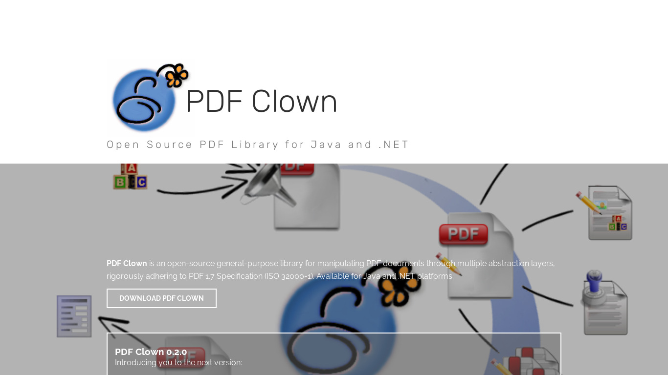 PDF Clown Landing page