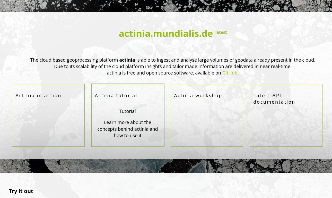 actinia Landing page