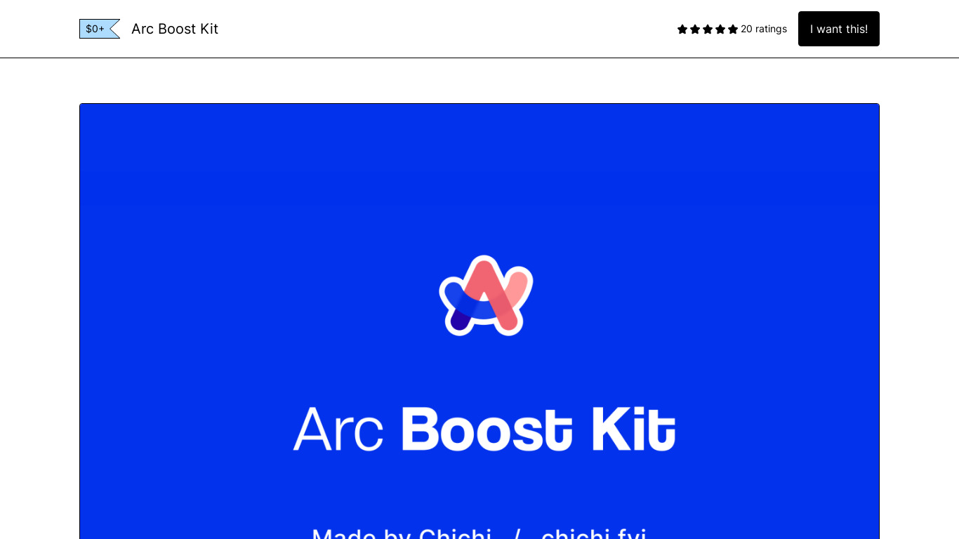 Arc Boost Kit Landing page