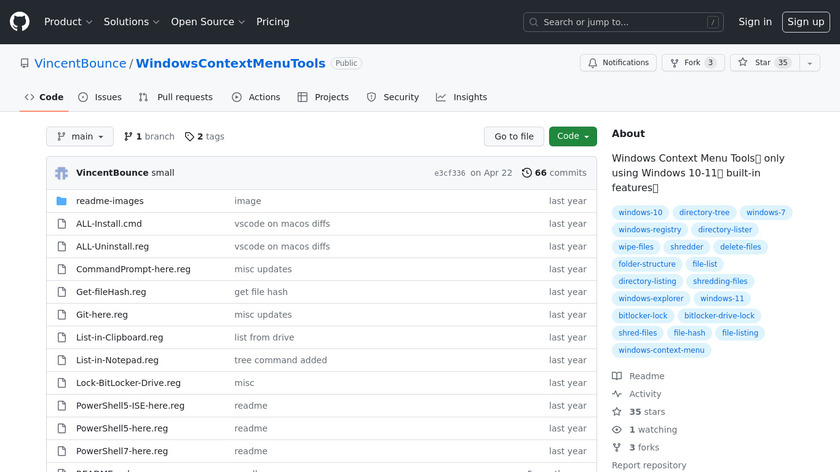 Windows Context Menu Tools Landing Page