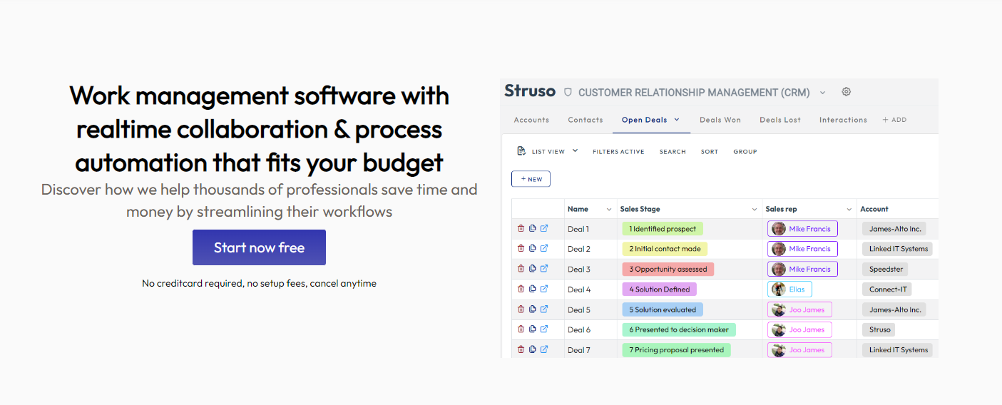 Struso Landing page