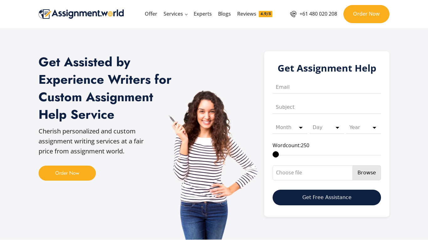 Assignment World Landing page