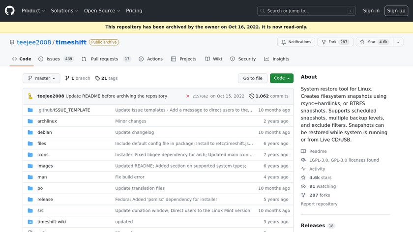 Timeshift Landing Page