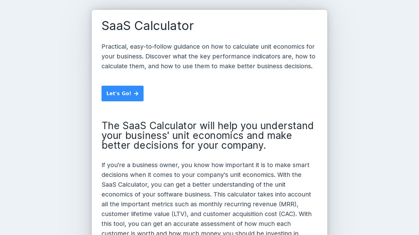 SaaS-Calculator.com Landing Page