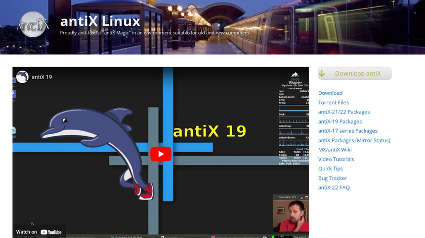 antiX Linux Landing Page