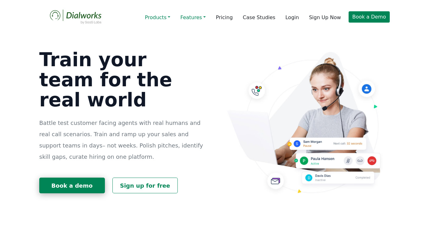 Dialworks Landing page