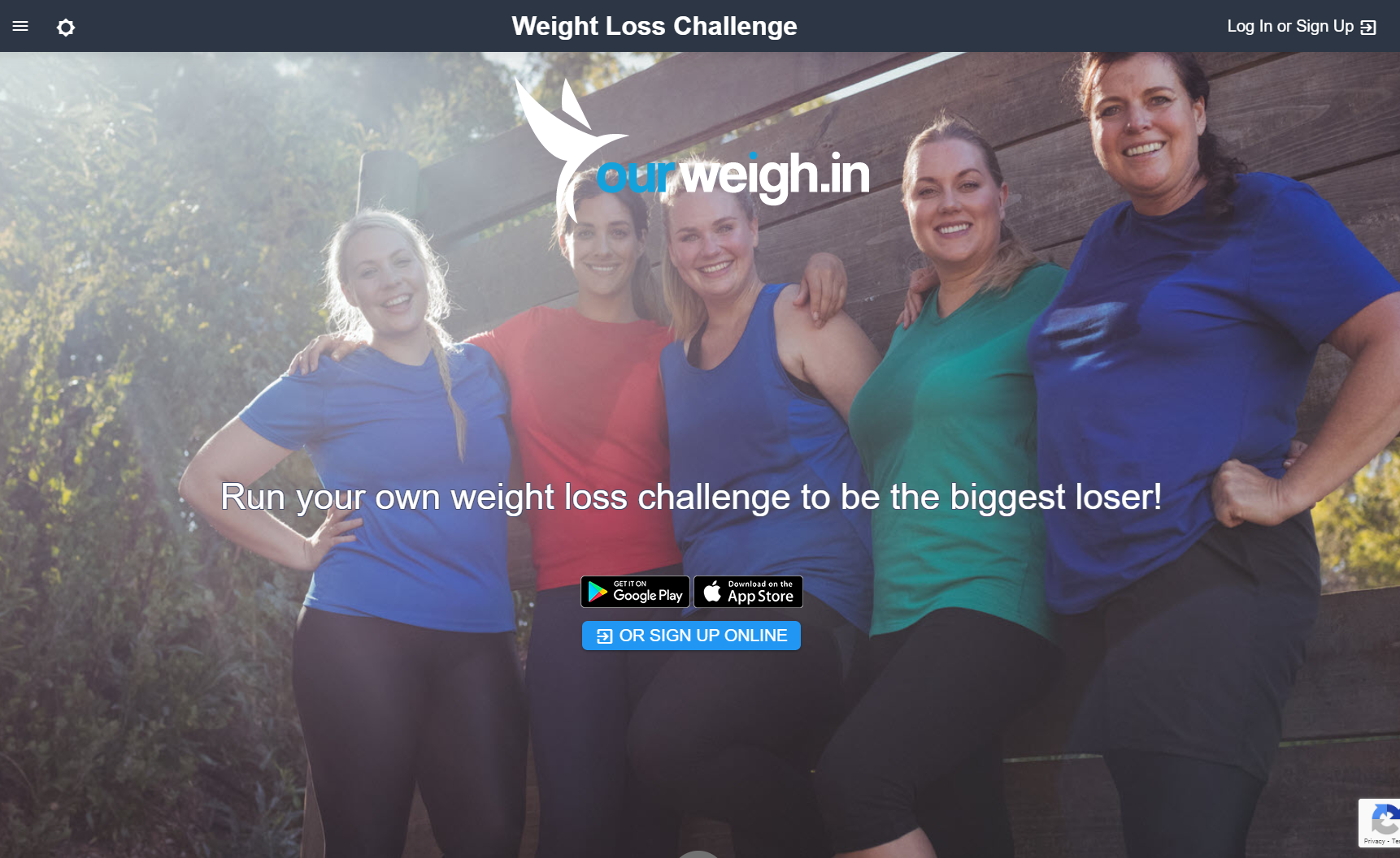 Our Weigh In Landing page