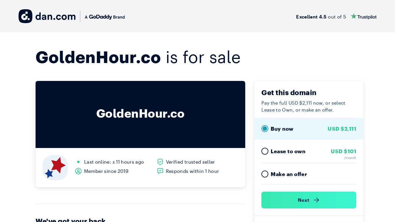 Golden Hour Landing page
